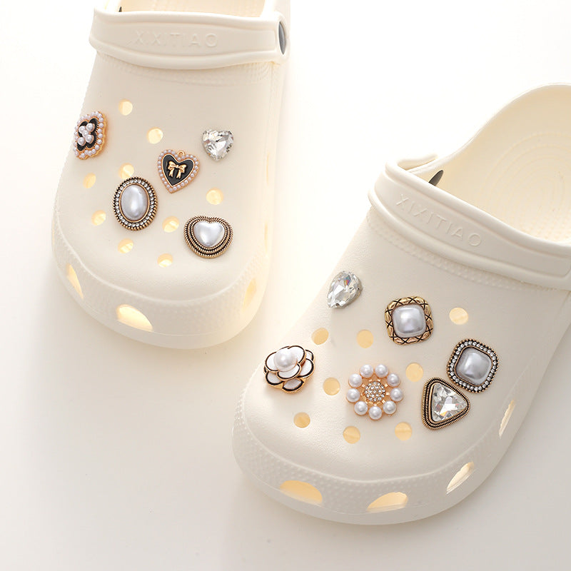Jeans Knopfleiste Schuhe DIY Accessoires Helle Kristall Klassische Stil Ornament Accessoires Oberer Perlenblume
