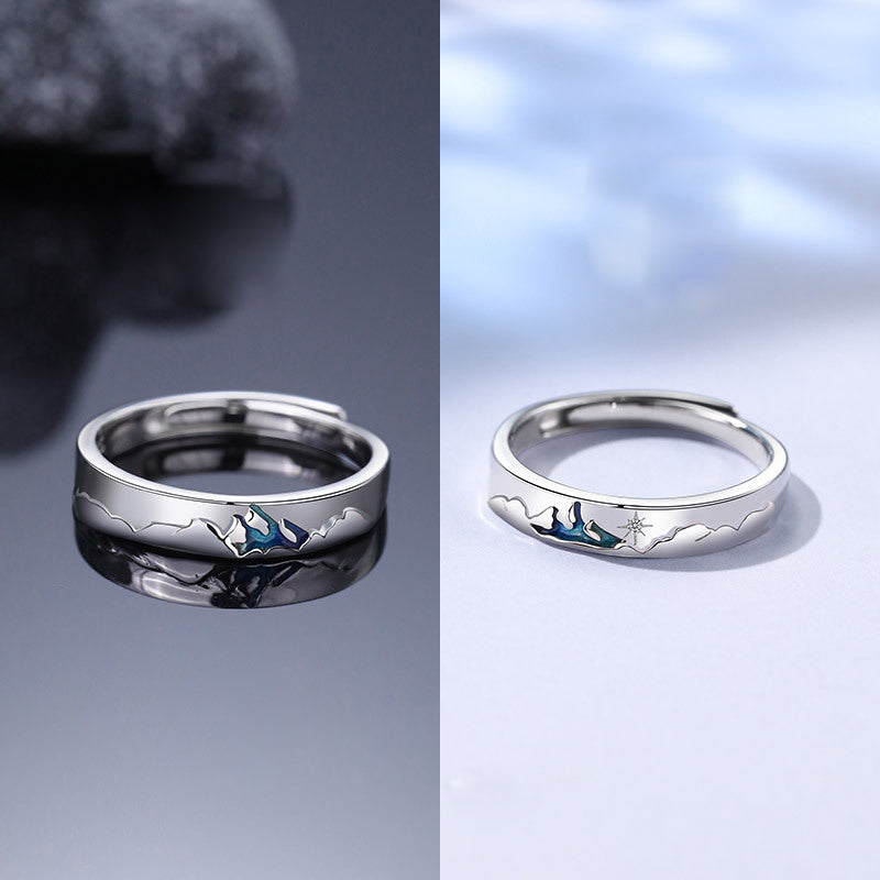 Anillo de pareja Crepúsculo Un par de anillos de plata para hombre y mujer