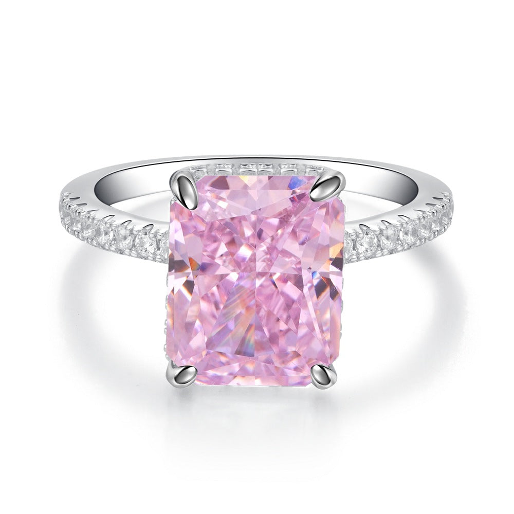 S925 Sterling Silberring Damen High Carbon Diamant