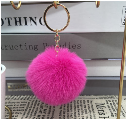 20 Colors Fluffy Fur Pom Pom Keychain Soft Faux Fur-like Ball Car Keyring Key Holder Women Bag Pendant Jewelry