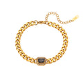 Fashionable All-match Stainless Steel Cuban Link Chain Zircon Bracelet