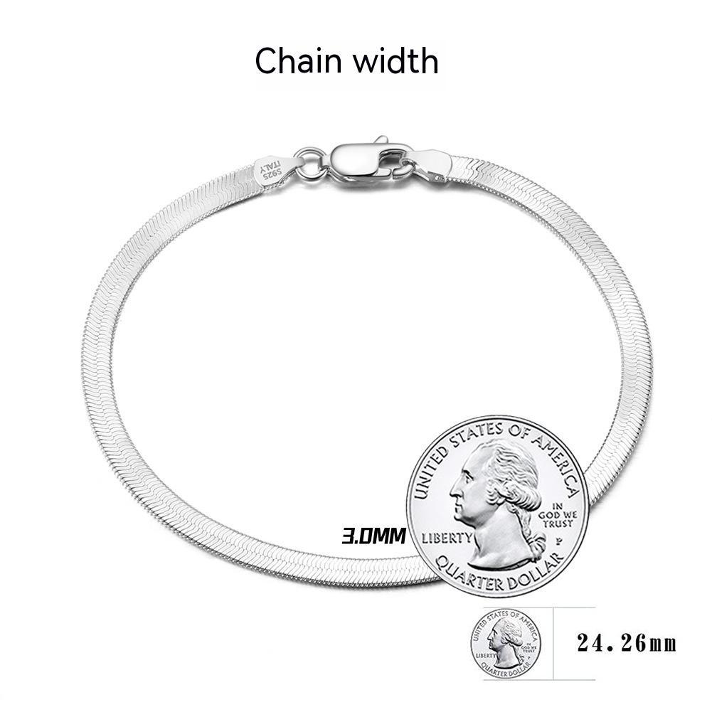 Armband S925 Sterlingsilber Flache Schlangenkette