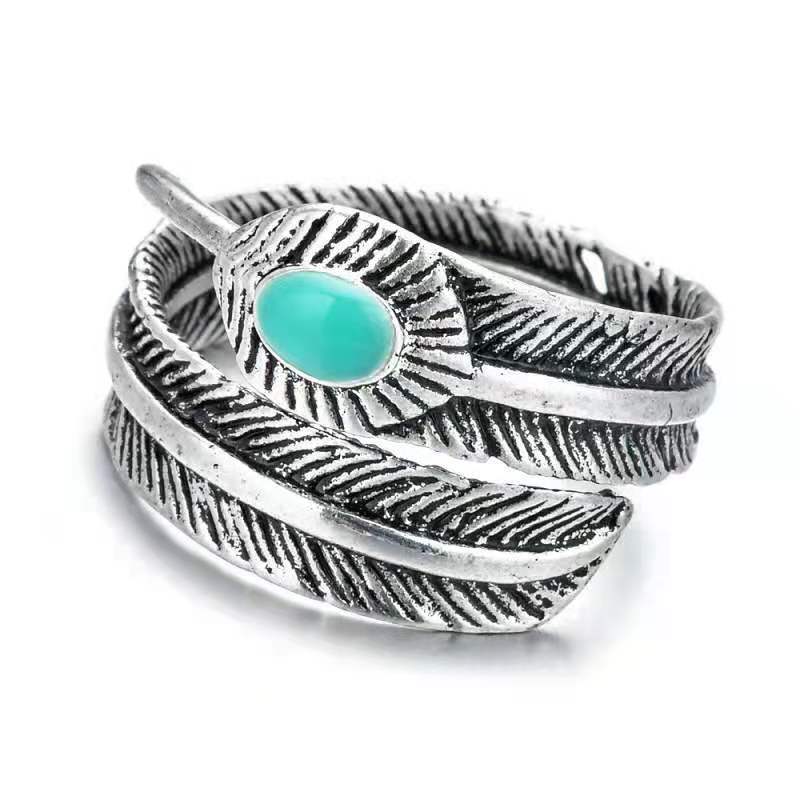 Feder Herren- und Damenring Schmuck Blattring