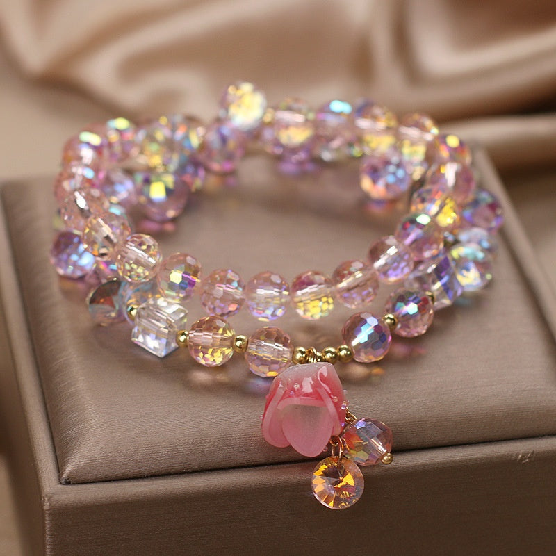 Exquisites Doppelkreis-Lilien-Kristallarmband