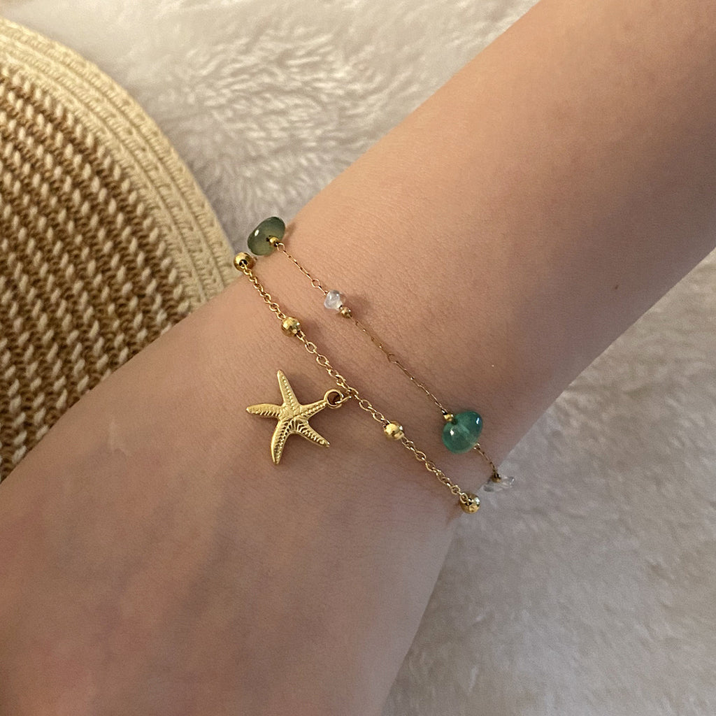 Sommer Muschel Seestern Armband Natursteinarmband