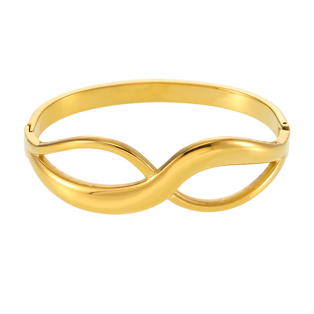 8-character Curve Design High Polished Buckle Bracelet