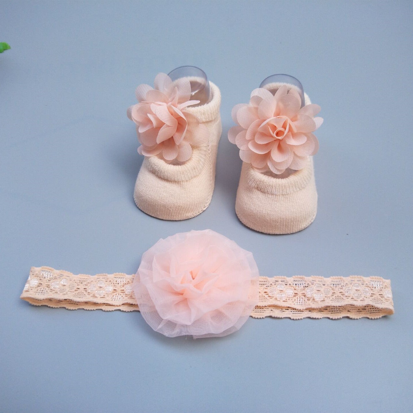 Caja de regalo de calcetines y diadema para bebé niña