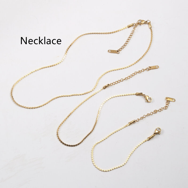 Titanium Steel Gold Plated Necklace Anklets Bracelets