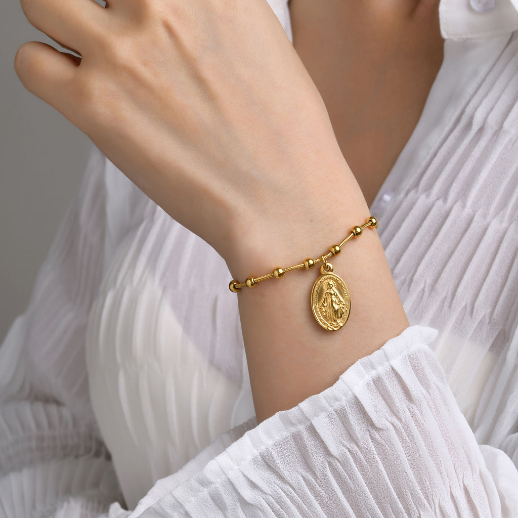 Pulsera ovalada cruzada de acero inoxidable