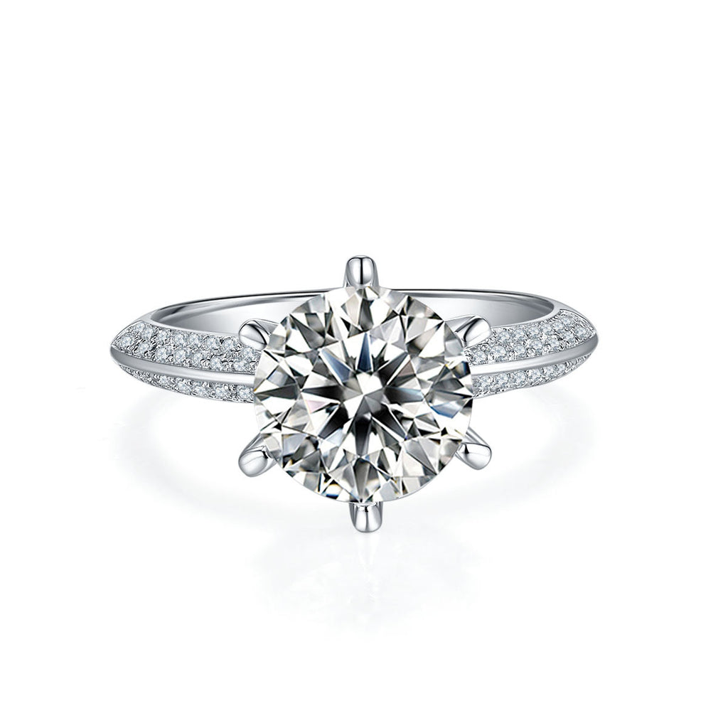Anillo de moissanita con baño de oro blanco y plata S925 para mujer