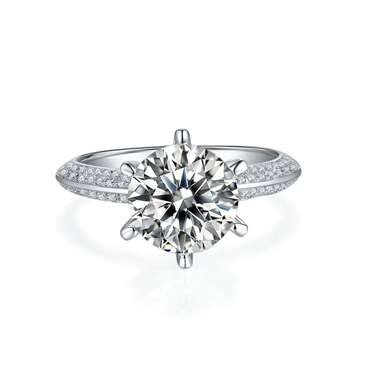 Anillo de moissanita con baño de oro blanco y plata S925 para mujer