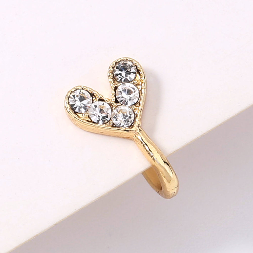 Anillo de nariz de diamantes de imitación dorados, anillo de nariz de diamantes de imitación de mini corona, clip de nariz de corona de perforación