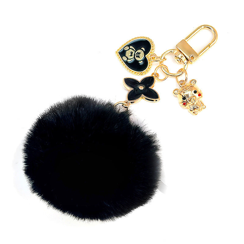 Llavero Colgante Bola de Pelo de Oso de Amor