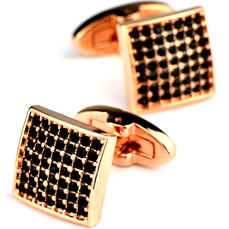 Gemelos de oro rosa "Full Diamond Precision" con diamantes blancos para puños franceses