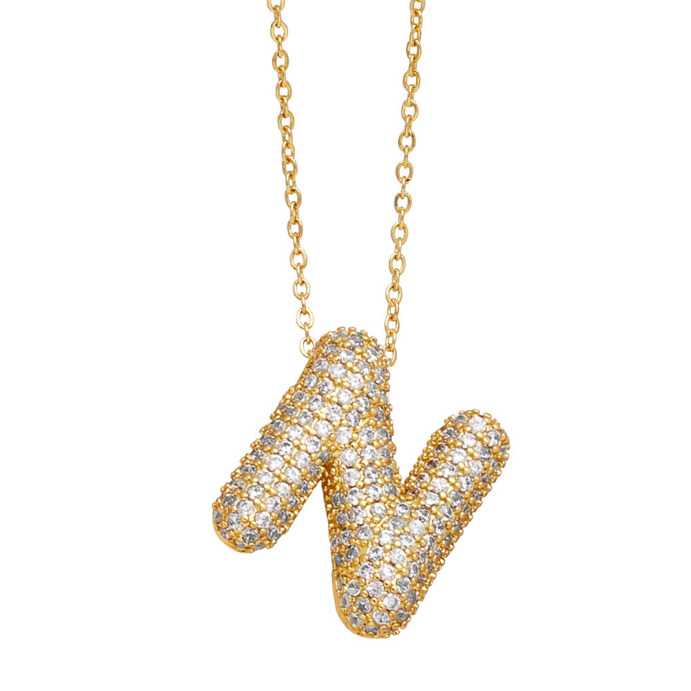 Collar con 26 letras inglesas para mujer con circonitas incrustadas