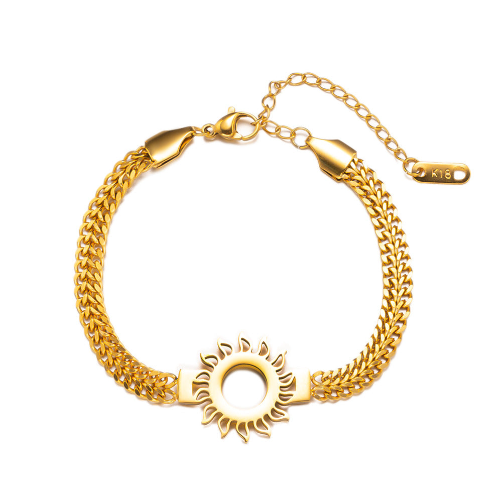 Mode-Armband für Damen, nicht verblassend, Sonne, hohl, Weizen, aus Titanstahl