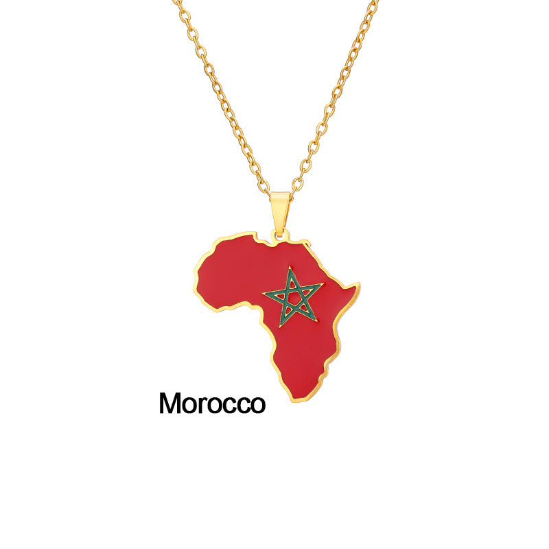 Collar con Colgante de Mapa de África Acero Inoxidable Joyería Ghana Nigeria