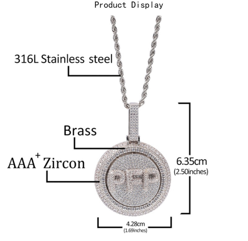 Personalisierter Hip Hop Custom Drehbarer Anhänger 26 Buchstaben Name Mikro Inkrustierter Zirkon