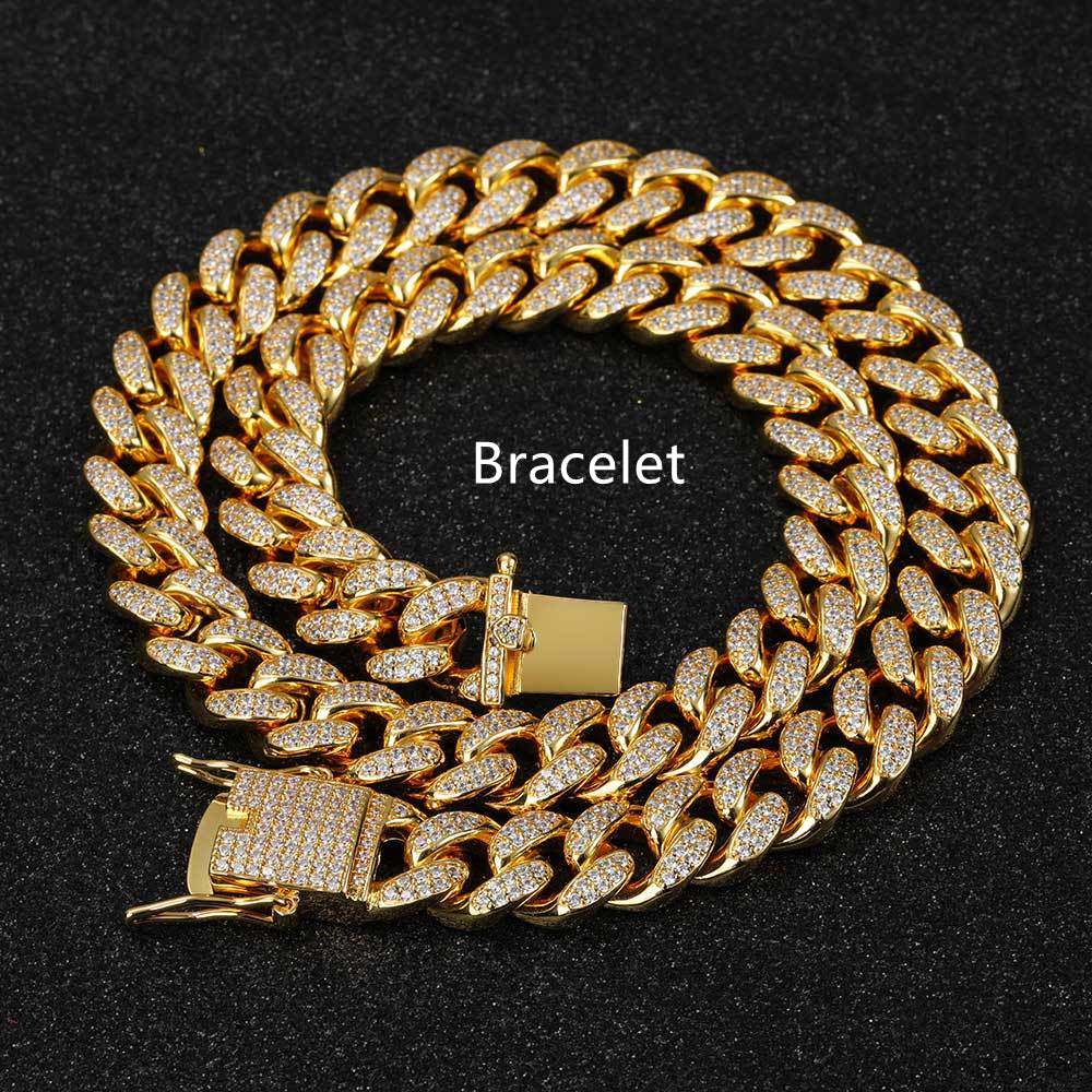 Hip-Hop-Schmuck 12mm Vollstrass Cuban Kette Echt Vergoldet
