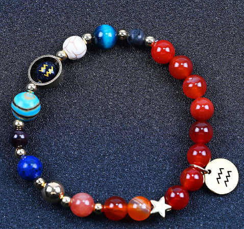Twelve Constellation Blue San Constellation Bracelet 8mm Agate