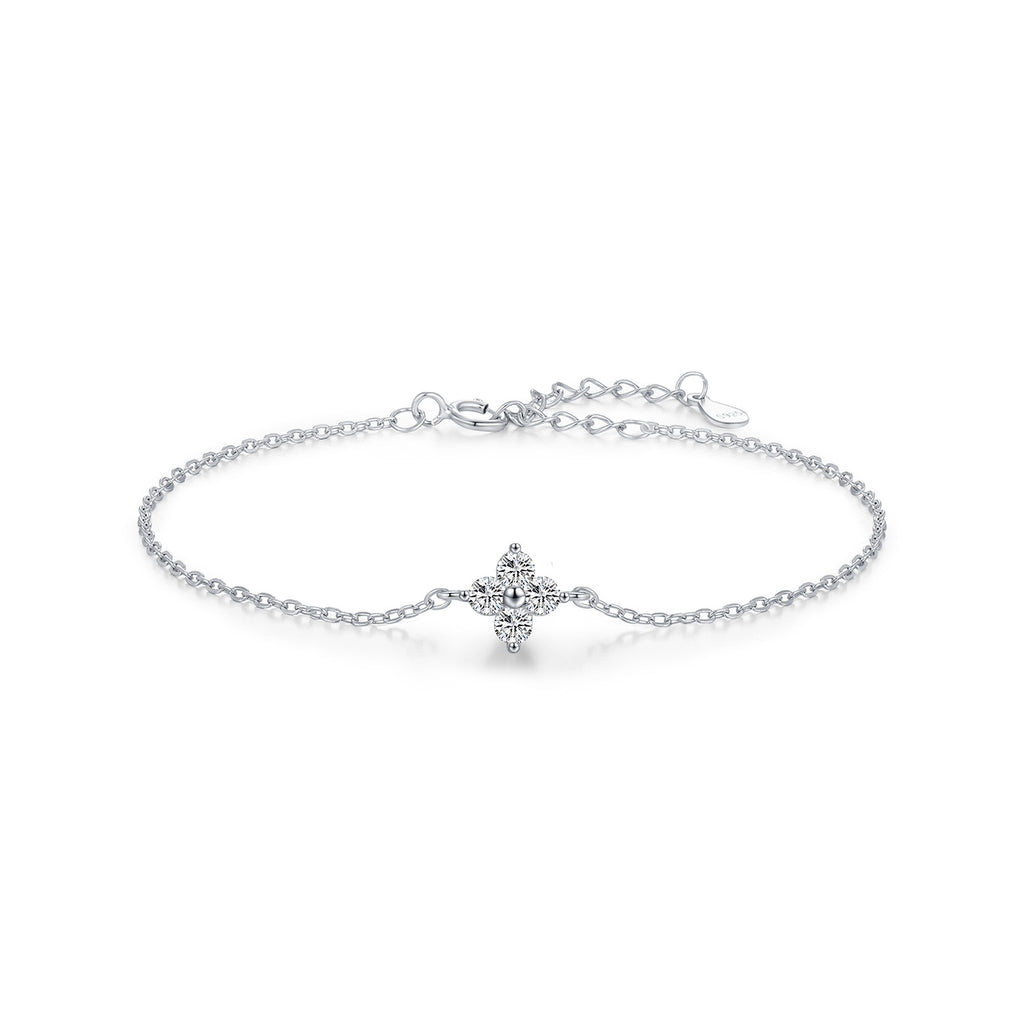S925 Silber Kleeblatt Armband Volldiamant Armband