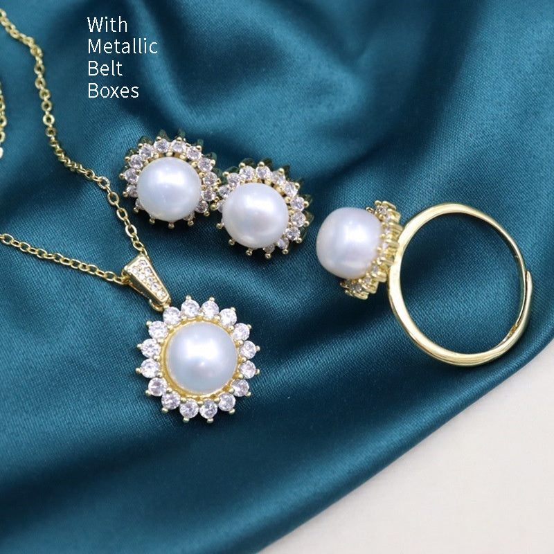 Süßwasserperlen Schlichtheit All-Match-Halsketten-Set