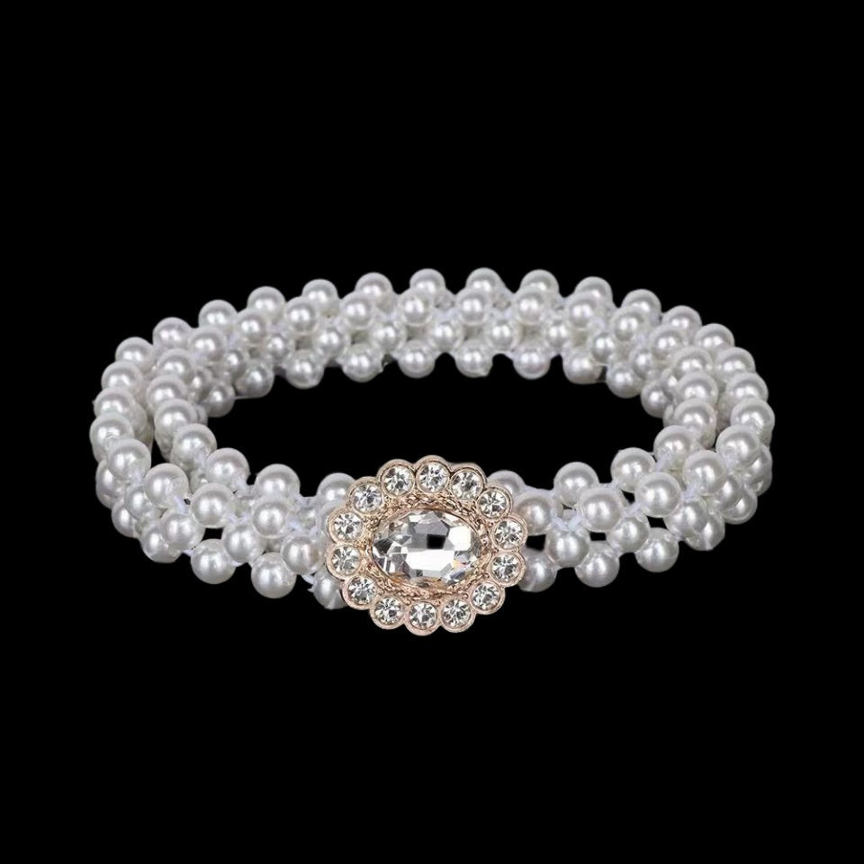 Joyería de moda para mujer, cadena de cintura con perlas blancas