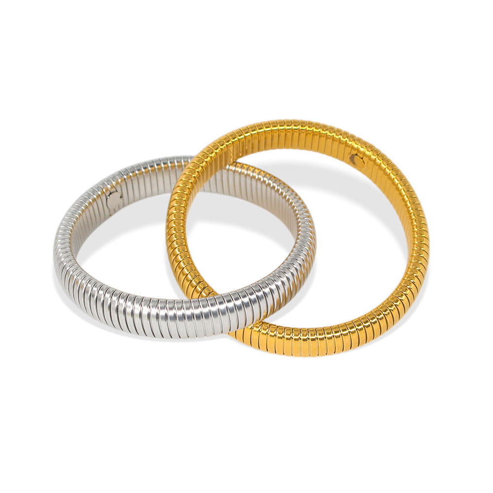 Edelstahl Mode Doppelring Goldenes Armband