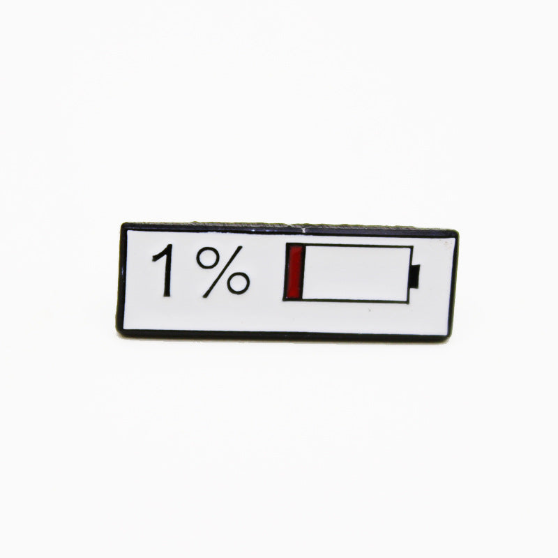 Broche de goteo de aceite creativo con indicador de uso de batería de teléfono móvil, insignia para bolso vaquero, todo a juego