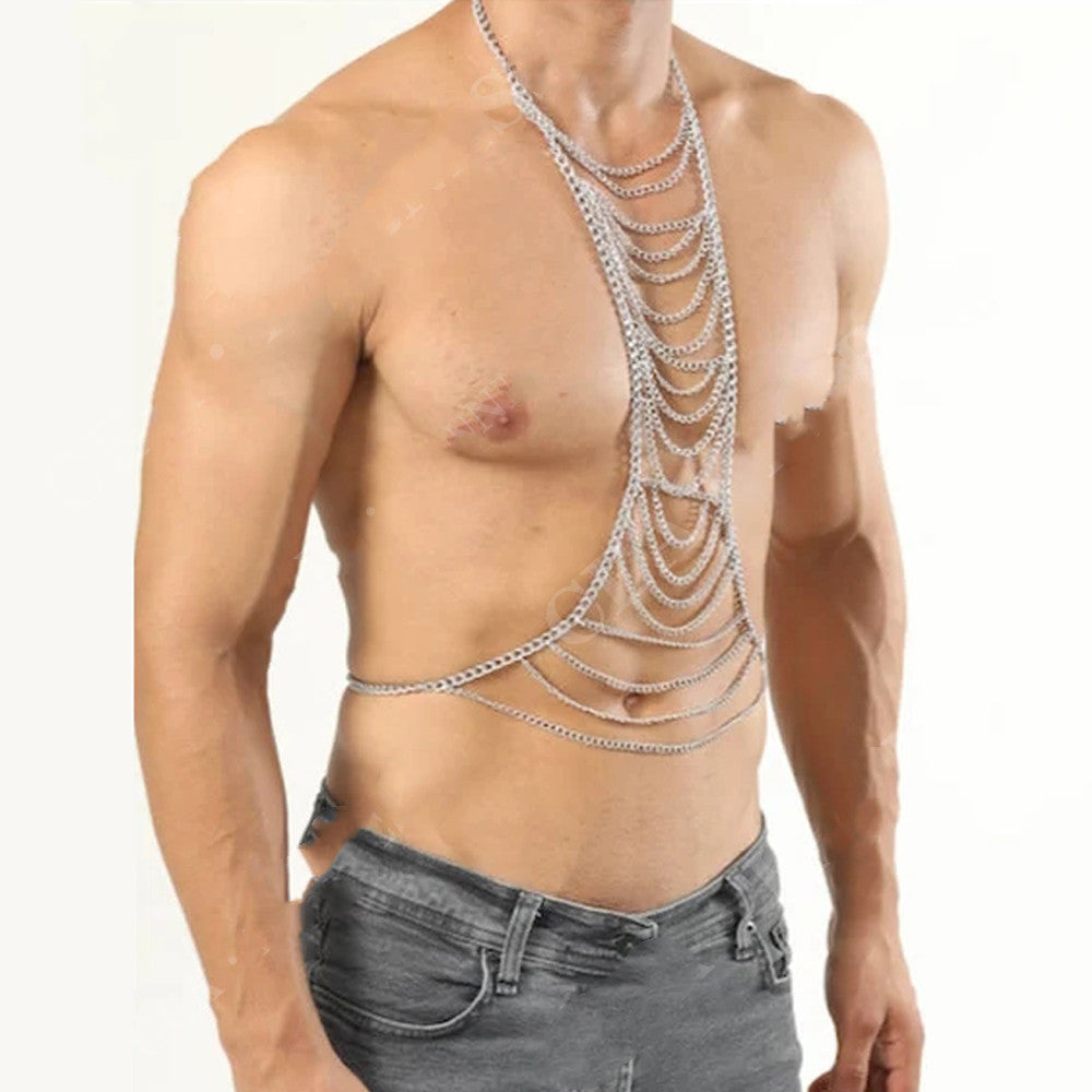 Cadenas Corporales para Hombre, Joyería de Cosplay para Festivales, Collares de Pecho