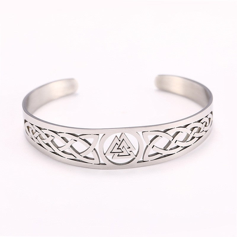 Asgard Crafted Handgefertigtes Edelstahlarmband mit Walknotsymbol und keltischem Design
