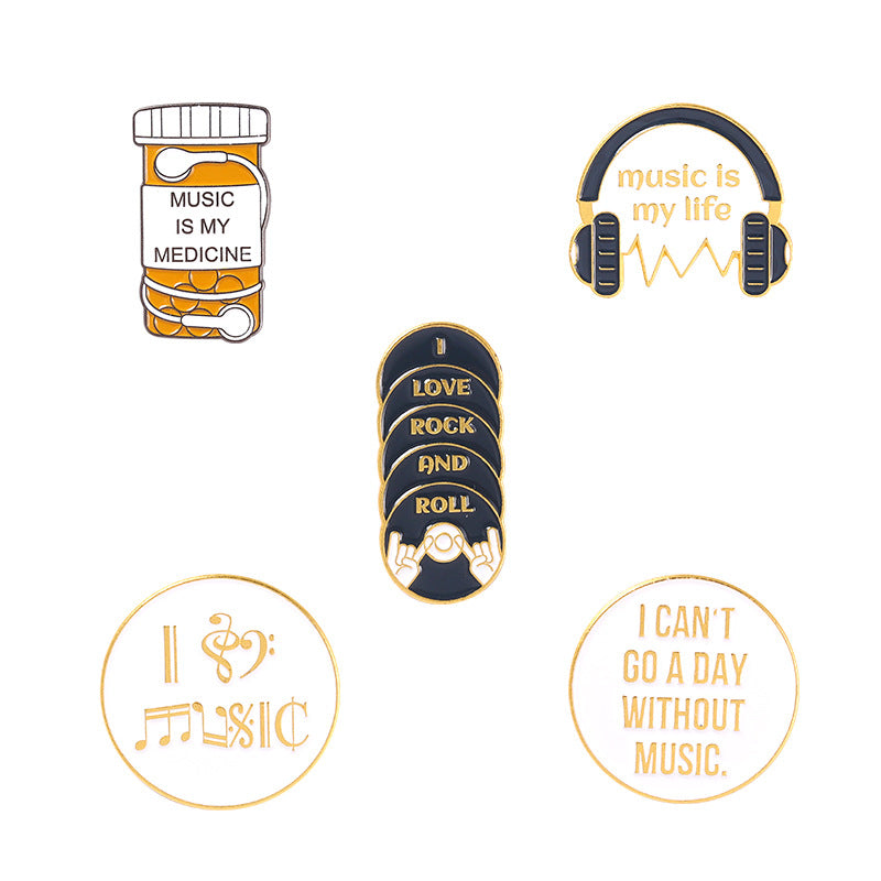 Kreativer Musik-Headset-Datenkabel-Buchstaben-Metallbrosche