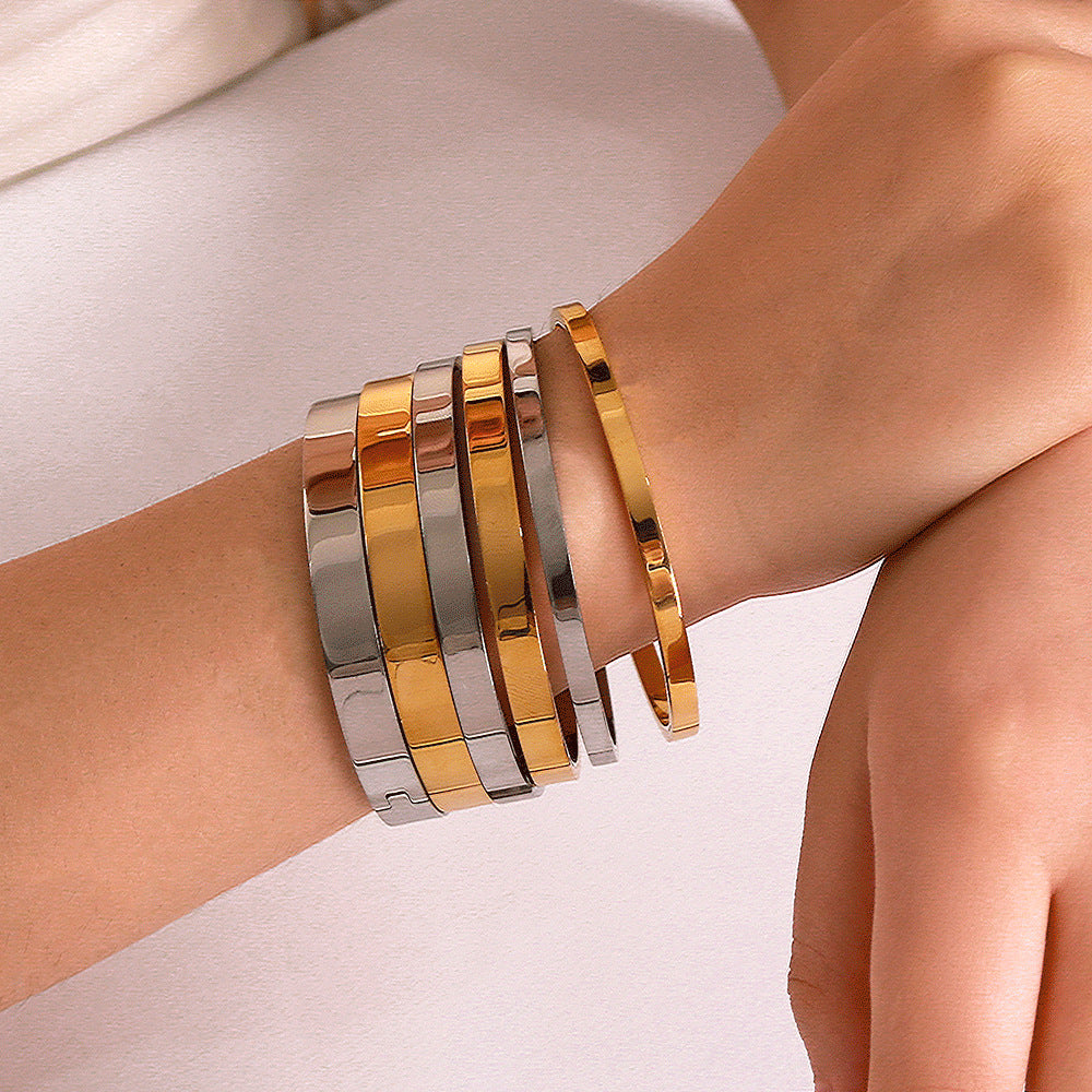 Simple Elegant Stainless Steel Vacuum 18K Gold Bracelet