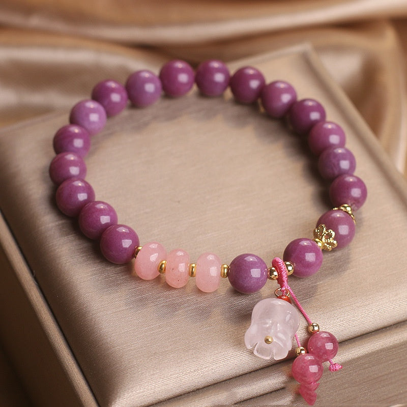 Pulsera de cuentas de ábaco de cristal de jade malva estilo chino