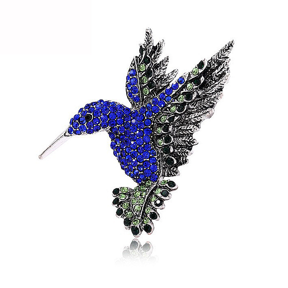Brosche im neuen Retro-Stil aus Legierung mit Kolibri-Motiv