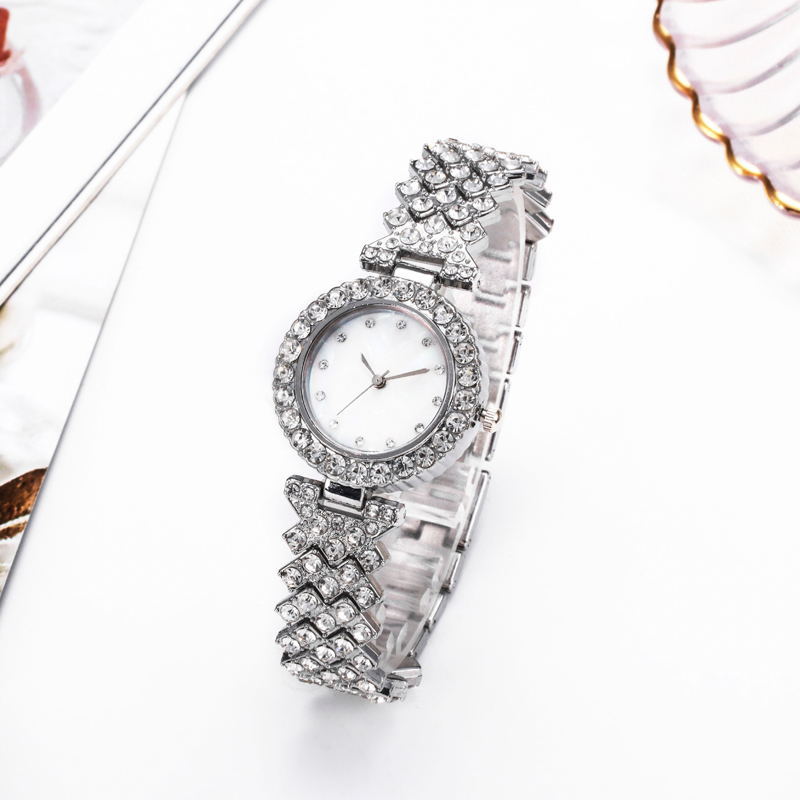Reloj de cuarzo sencillo de aleación con diamantes para mujer
