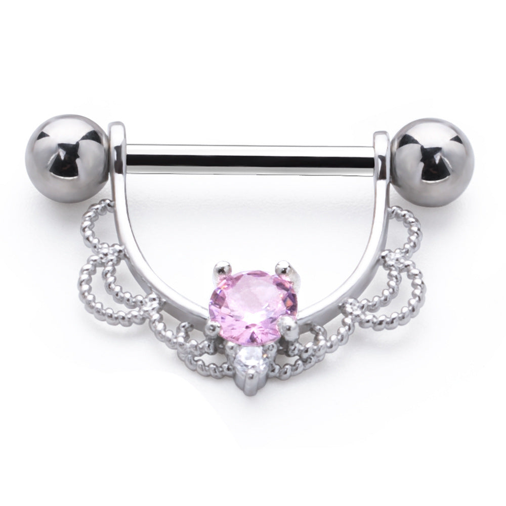 Anillo Colgante de Pecho con Diamantes de Aleación en Forma de U de Acero Inoxidable