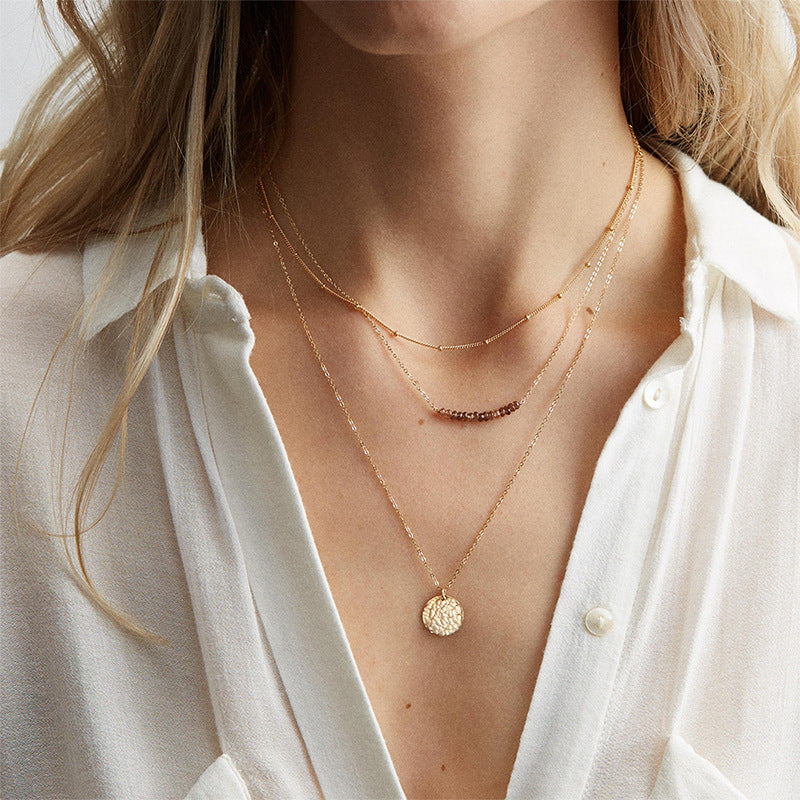 Collar de Cristal con Cuentas de Acero de Titanio 316L