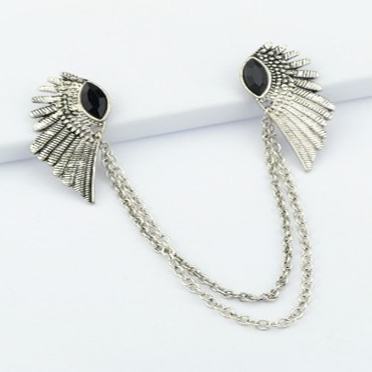 Damen Punk Flügel Juwel Vintage Kragenclip