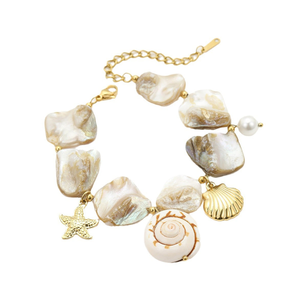 Stainless Steel Bracelet Beach Shell Pearl