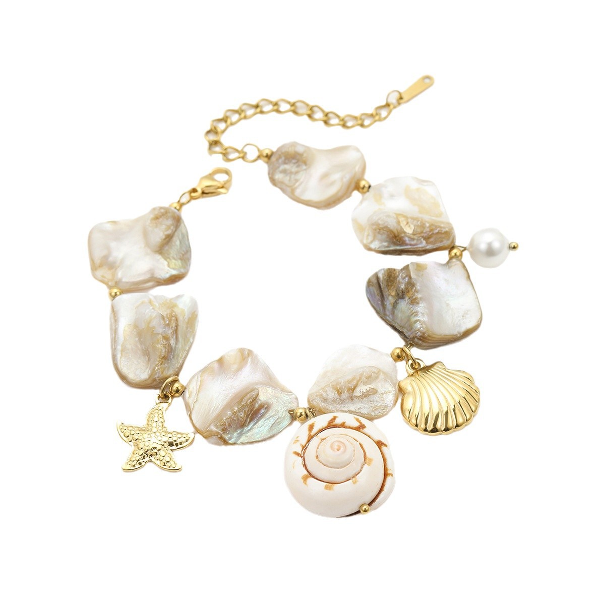Stainless Steel Bracelet Beach Shell Pearl