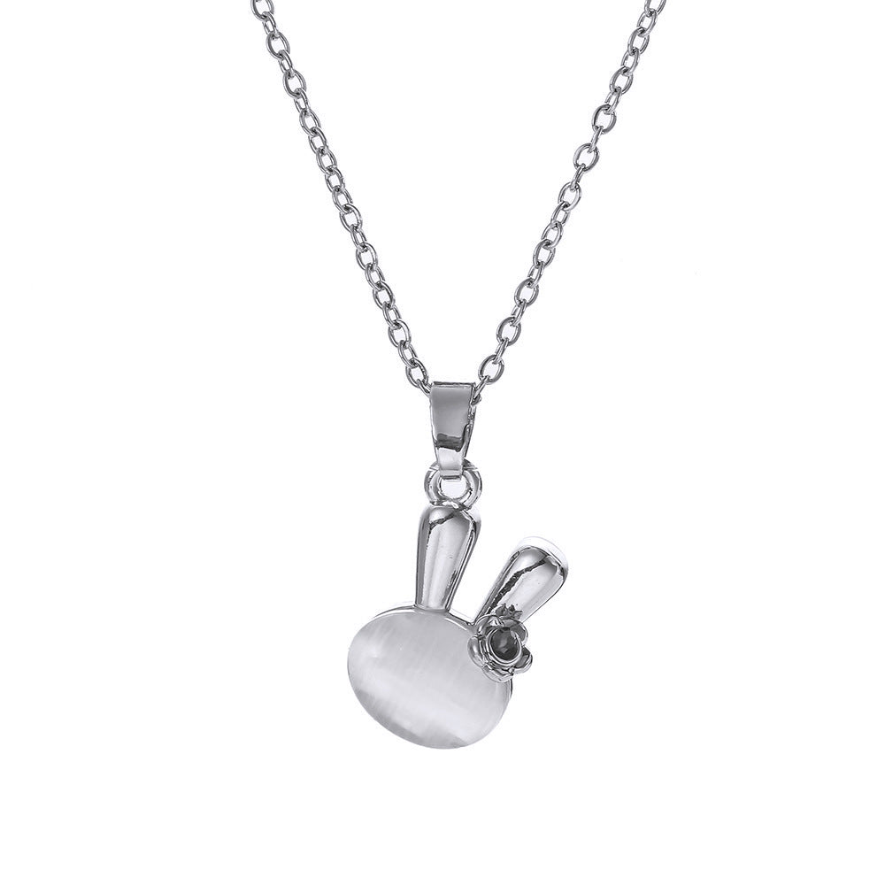 Silberne Opal-Hasenkette für Damen