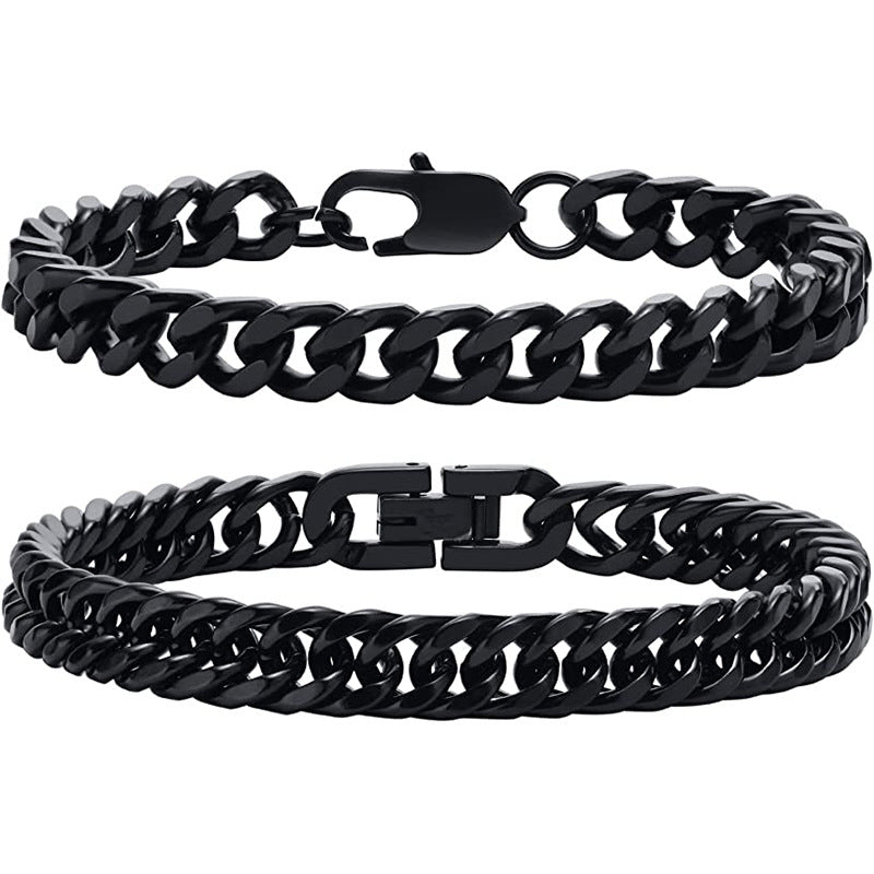 Stainless Steel Four-side Grinding Punk Hip Hop Domineering Personalized Men's Bracelet