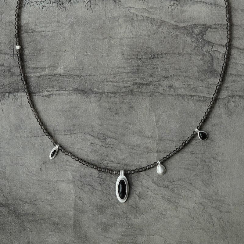 Halskette mit Anhänger aus 925er Sterlingsilber mit Citrin und weißen Türkisen, Originaldesign, Schlüsselbeinkette