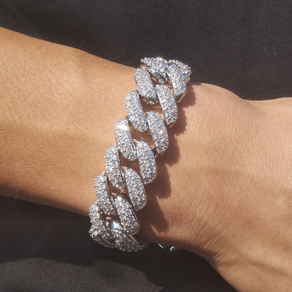 Pulsera cubana Cadena de eslabones cubanos con diamantes Joyería hip hop
