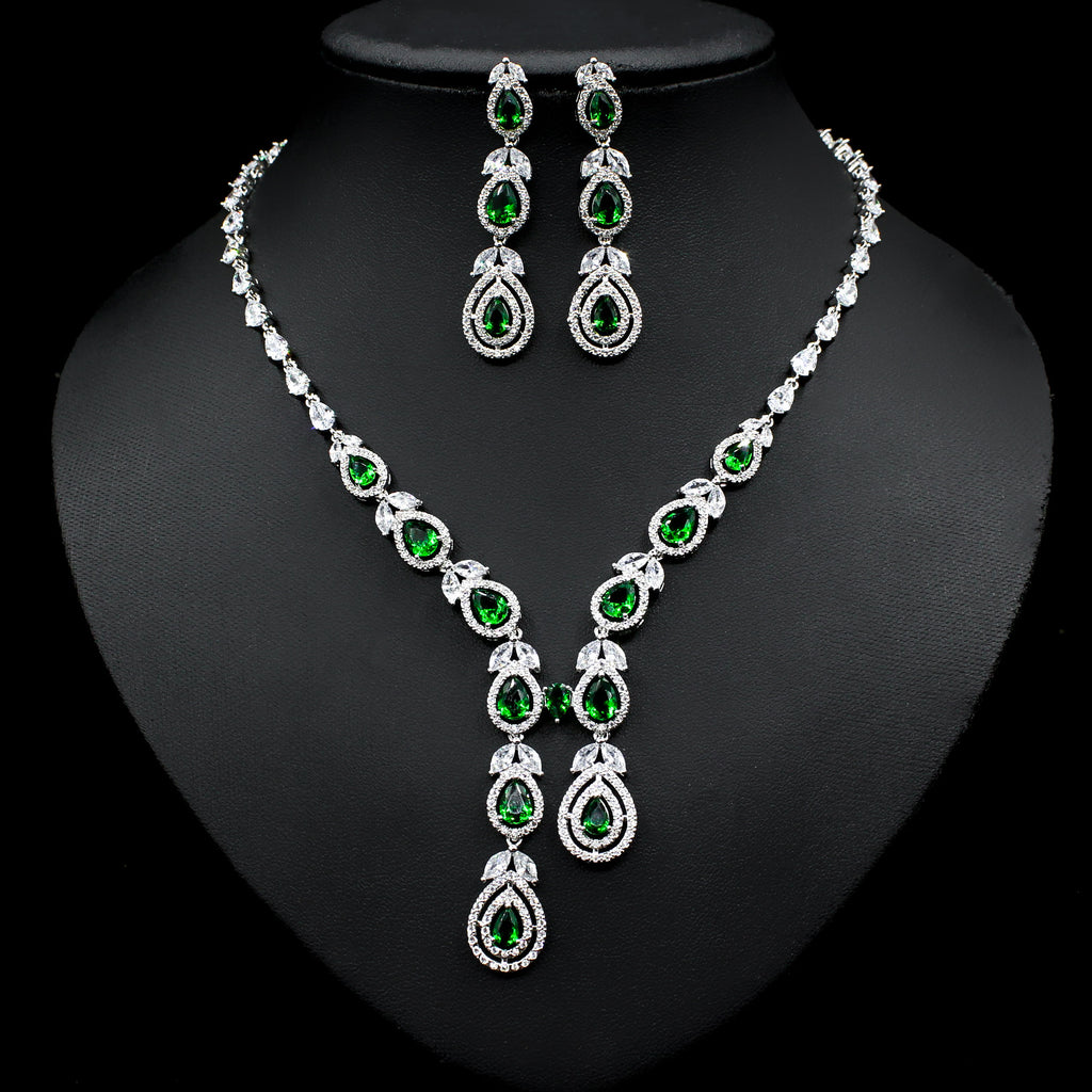 Schmuck Temperament Set Kette Damen Ohrringe Halskette Zweiteilig