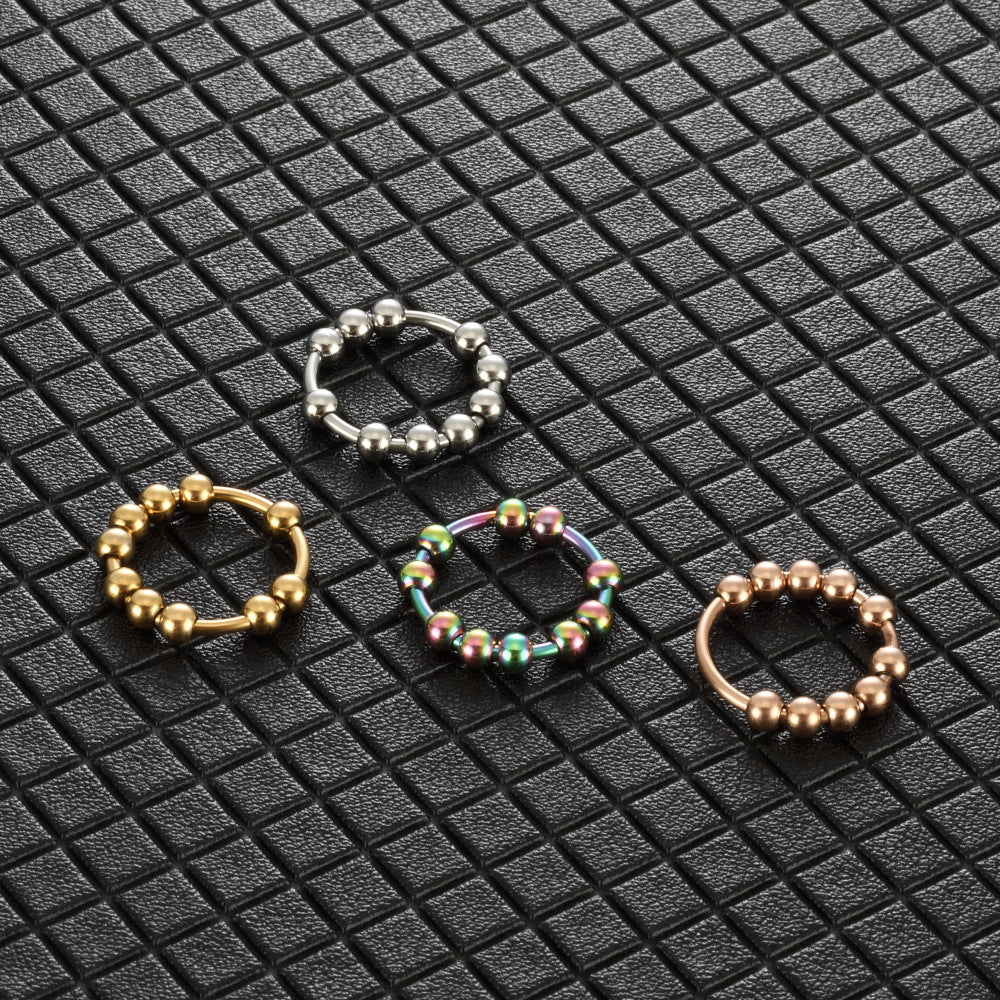 Anillo de descompresión con cuentas giratorias de acero inoxidable para meditación