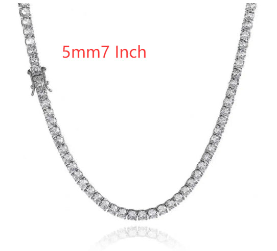 3mm 4mm 5mm 65 MmS925 Silver Moissanite Single Row Tennis Chain Bracelet Hip Hop Necklace