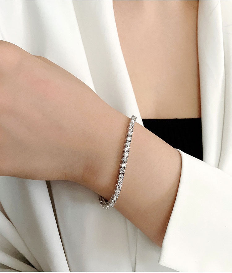 Moissanit Armband Tennis Kette 10 Punkte S925 Sterling Silber