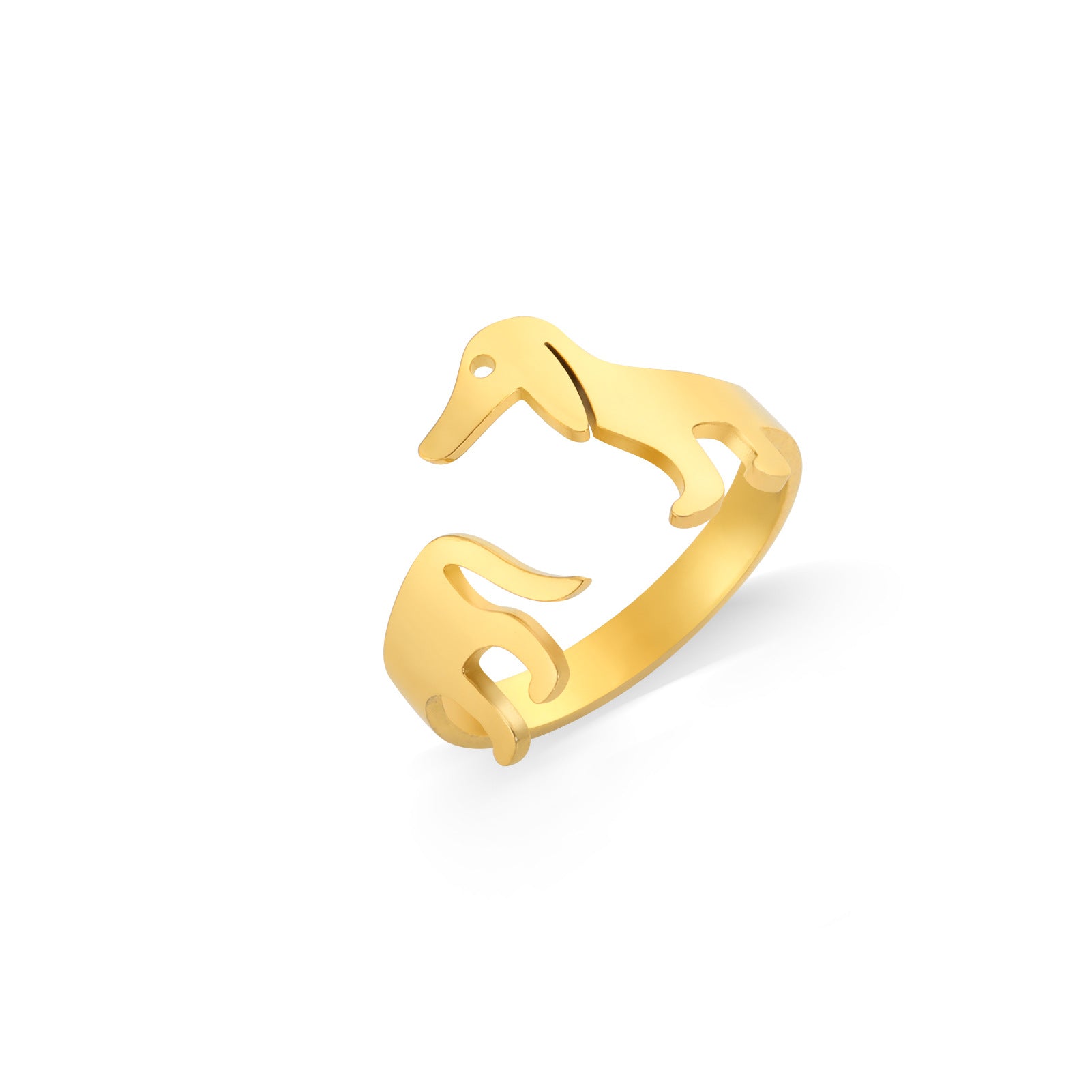 Titanstahl-Ornament Dackel Verstellbarer Ring